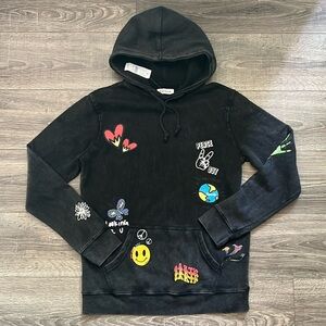 NWT new Pacsun women’s hoodie pullover sweatshirt S small peace love emoji top